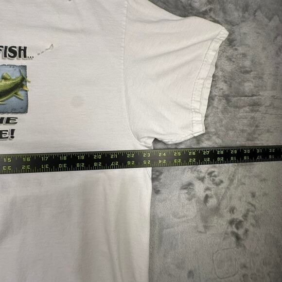 VTG 00s There’s A Place For All Fish Next To Fries&Tartar Sauce White Tshirt XL - Picture 5 of 8